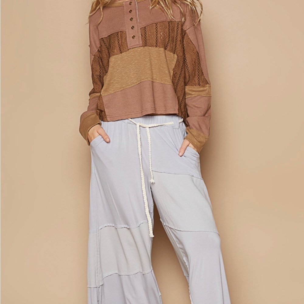 NEW POL Oversized Choco Round Neck Long Sleeve Roomy Fit Thermal Sweater - Picture 5 of 5